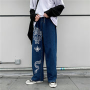 Street fashion print casual loose jeans