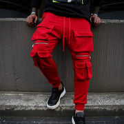 Multi pocket zipper hip hop fitness slim fashion casual sports trousers