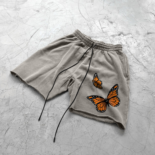 Fashion Retro Grey Street Butterfly Shorts