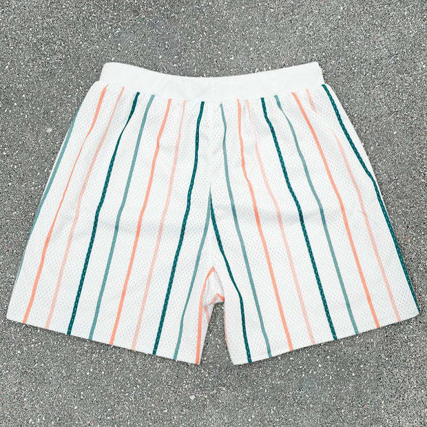 Lightning striped mesh sports casual shorts