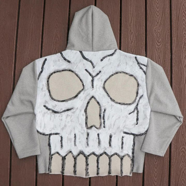 Personalized bone pattern casual loose street long-sleeved hoodie
