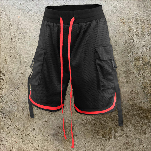 Outdoor quick-drying running mesh tooling five-point pants