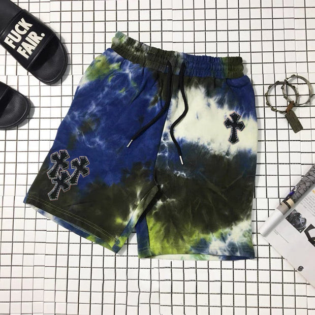 Tie-dye fashion print casual shorts