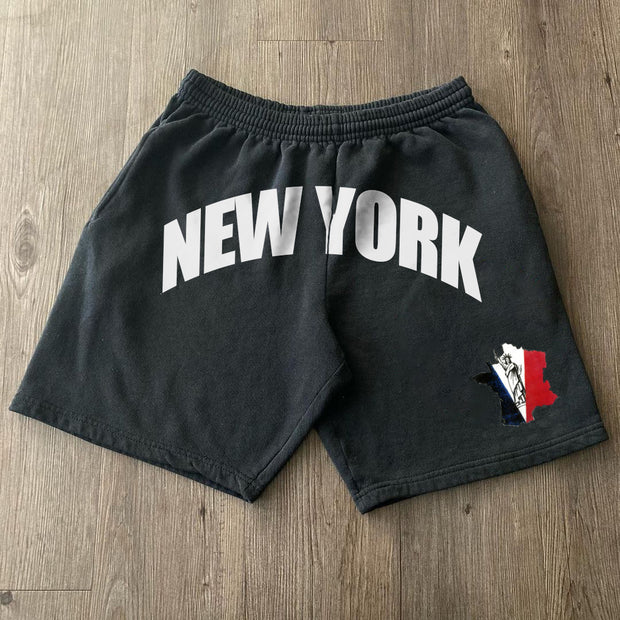 New York Vintage Art Casual Shorts