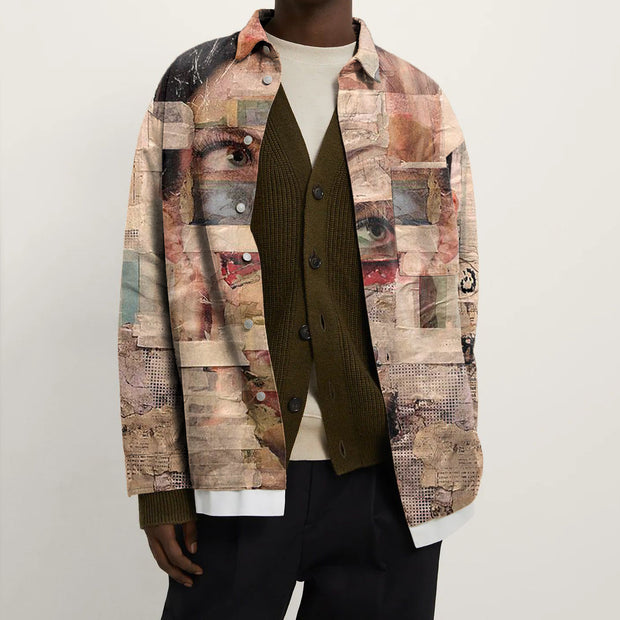 Abstract print vintage lapel coat