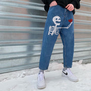 Fashion skull print hip-hop loose-fit jeans