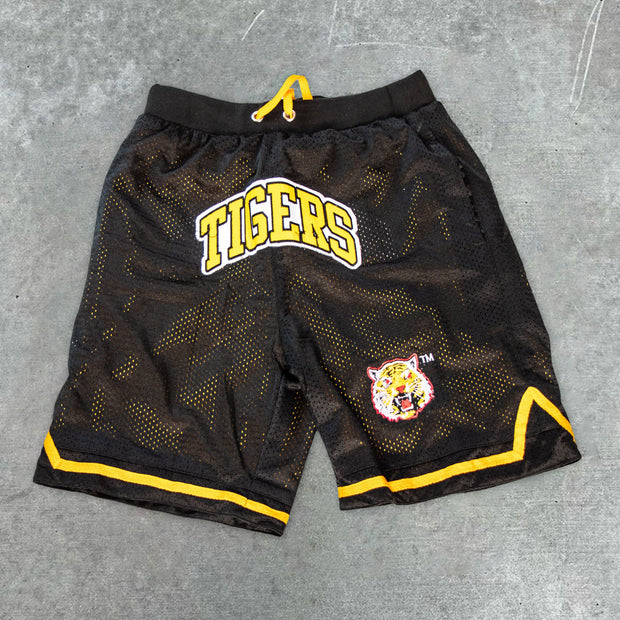 Stylish preppy tiger print track shorts
