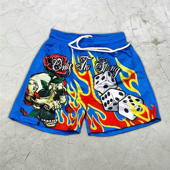 Personalized street style printed mesh shorts