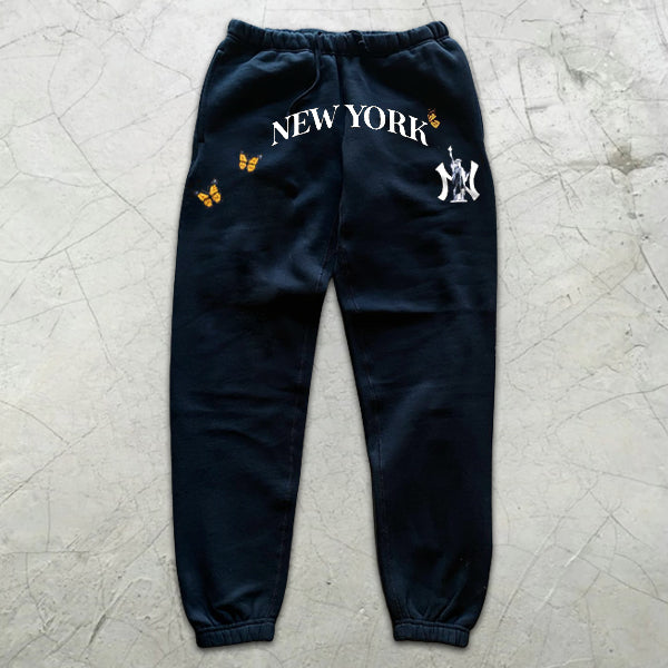 New York butterfly graphic print sweatpants