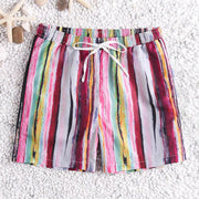 Rainbow Stripe Quick Dry Beach Hawaiian Board Shorts