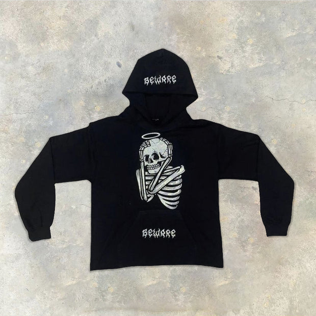 Personalized fashion street style skull print hoodie