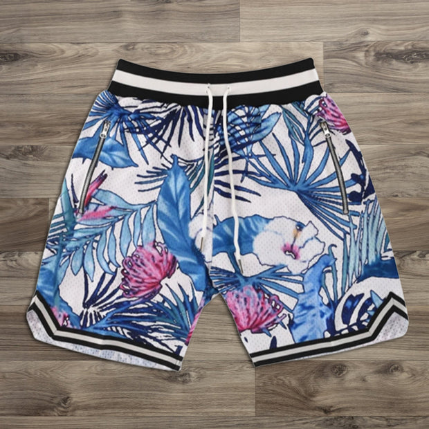 Floral Contrast Elastic Shorts