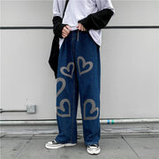 Heart-shaped fashion street denim trousers