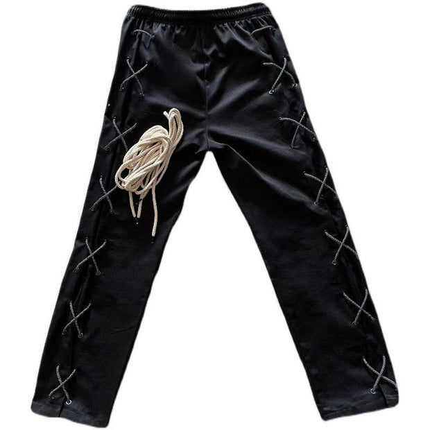 High Street Reflective Bandage Pants High Street Hip Hop Trendy Brand Pants