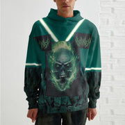 Personalized dark style men's color matching long-sleeved skull hoodie