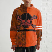 Personalized street style men's skull print zipper sweatshirt