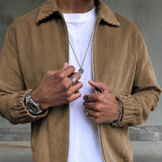 Solid color corduroy street style long-sleeved jacket