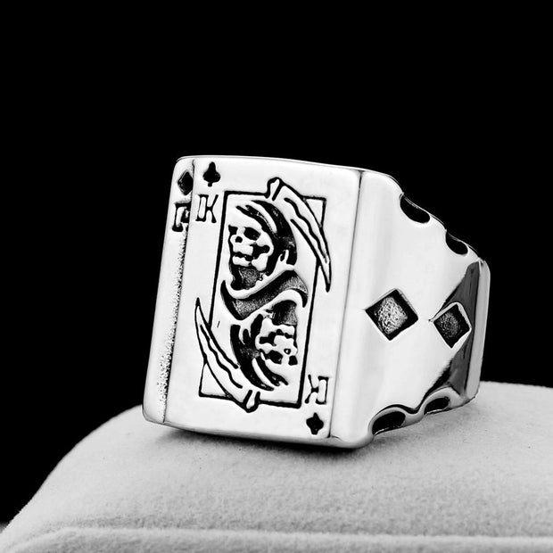 Titanium steel sickle death ring playing cards creative ring casting titanium steel ring