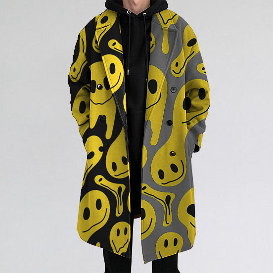 Casual twisted smiley street outdoor long coat