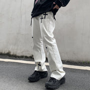 Hip hop street fashion denim cross print trousers