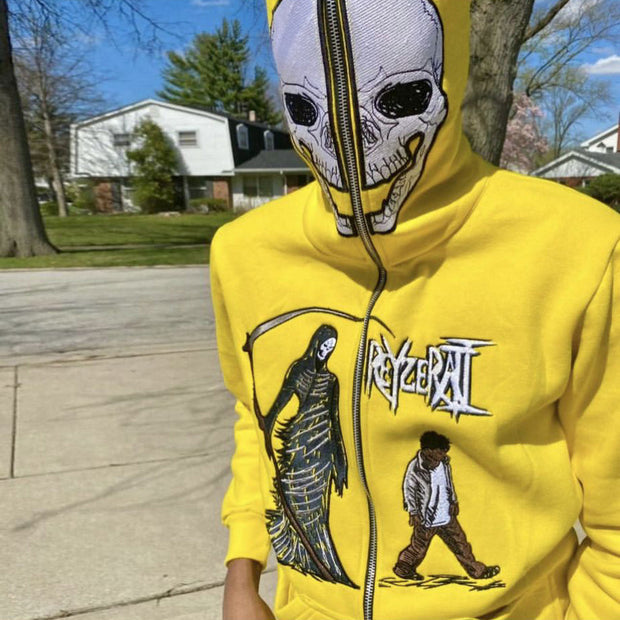 Personalized street style skull long-sleeved hoodie men