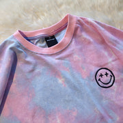 Tie-dye smiley face print trendy brand loose T-shirt
