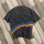 Retro rainbow print street style T-shirt