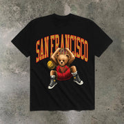 Basketball bear print sports T-shirt