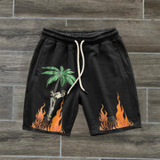 Vintage Feature Skull Flame Street Shorts