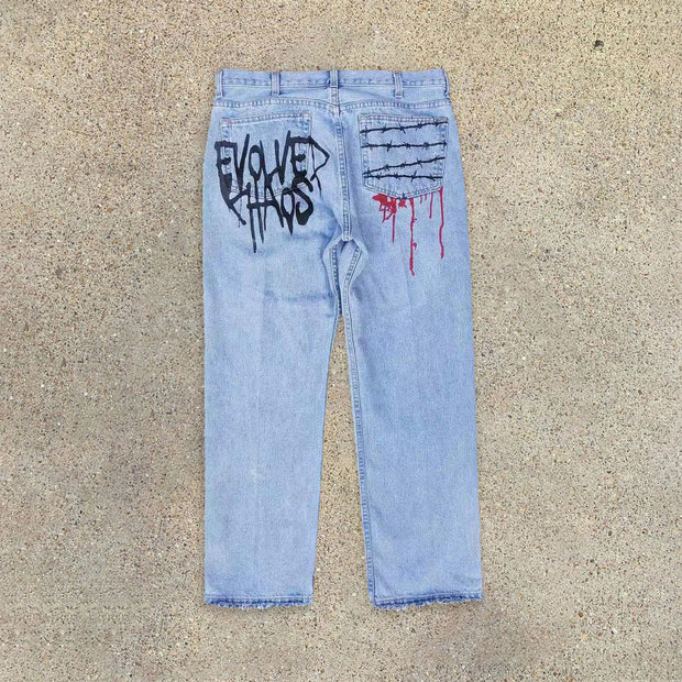 Thug casual street western jeans
