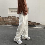 Men's loose straight-leg casual pants solid color trousers