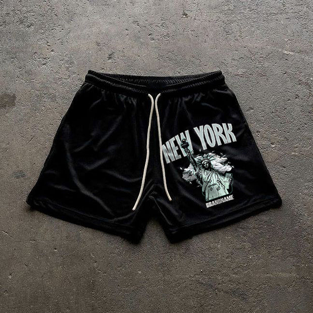 Fashion Personality Casual Sports Style New York Print Shorts