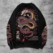 Casual sakura black dragon japanese home sports long sleeve shirt