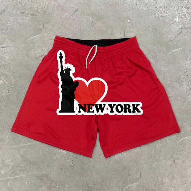 New York Pattern Casual Street Mesh Shorts