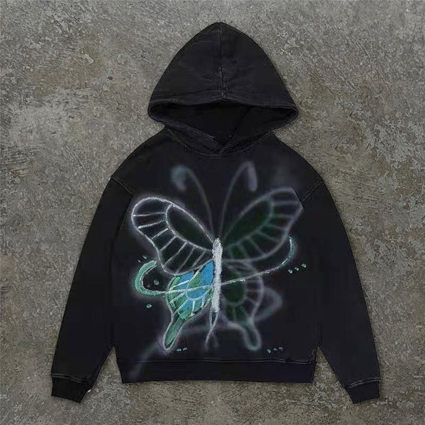 Butterfly graffiti hooded sweatshirt