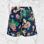 casual botanical print beach shorts