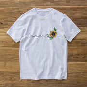 Sunflower fashion print short-sleeved couple T-shirt