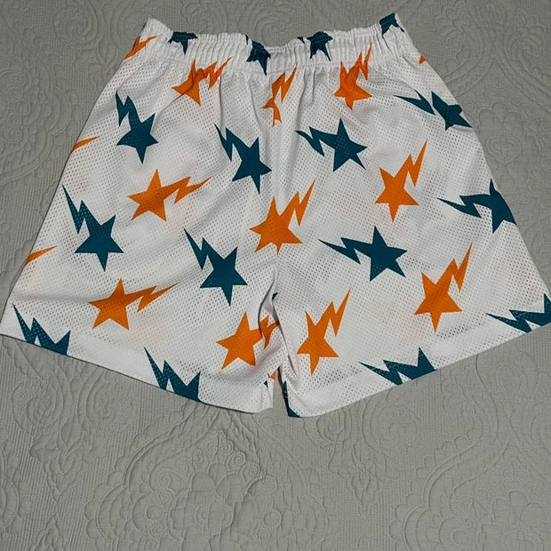 Star cross print track shorts