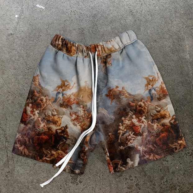 Personalized retro oil painting print shorts