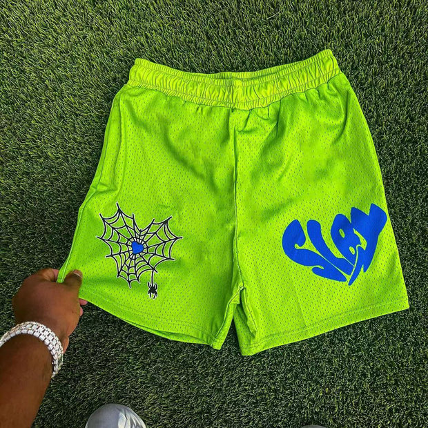 Spider web casual street sports mesh shorts