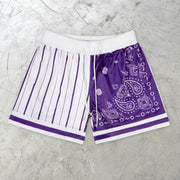Cashew-Painted Contrast Mesh Shorts