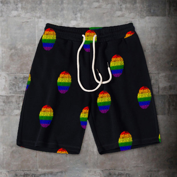Rainbow fingerprint casual shorts