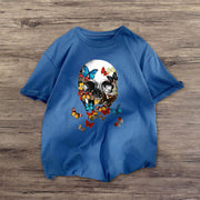 Skull Butterfly Fashion Short Sleeve Casual T-shirt