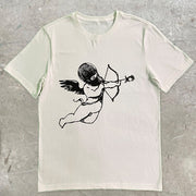 Casual Fashion Retro Loose Angel Pattern Short Sleeve T-Shirt