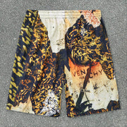 Trendy Leopard Print Loose Short Sleeve Shirt Suit