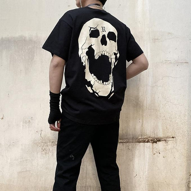 Trendy skull print short-sleeved T-shirt