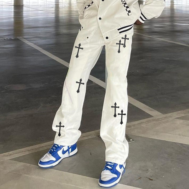 Fashion Cross Print Jeans
