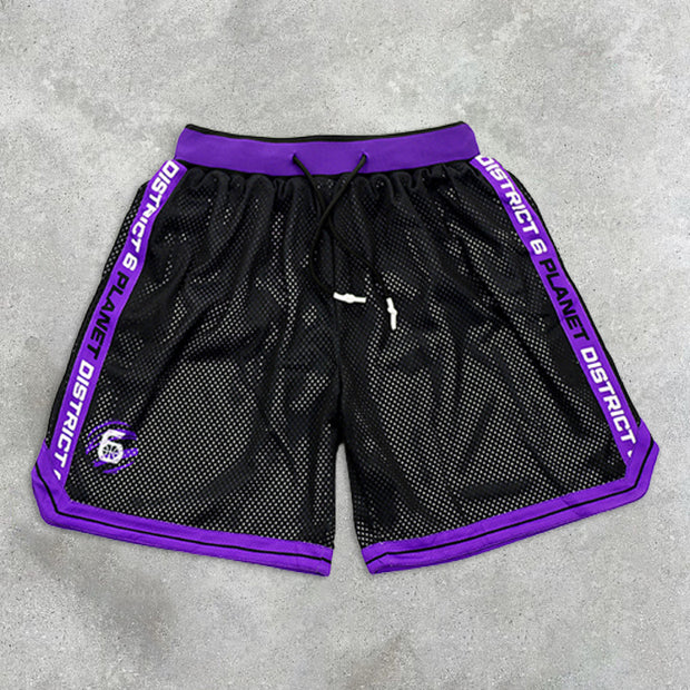 printed panel basketball shorts