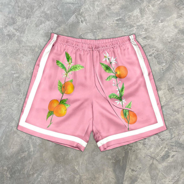 Fashion printed silk pink shorts