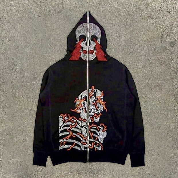 Personalized street style fashion loose long-sleeved skull hoodie
